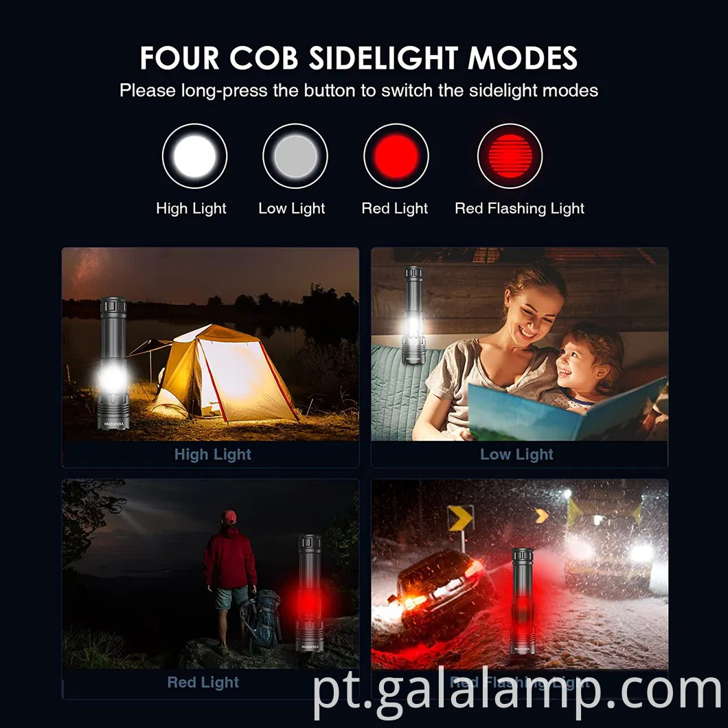 Lanterna tática de alta potência XHP160 LED com carregamento USB